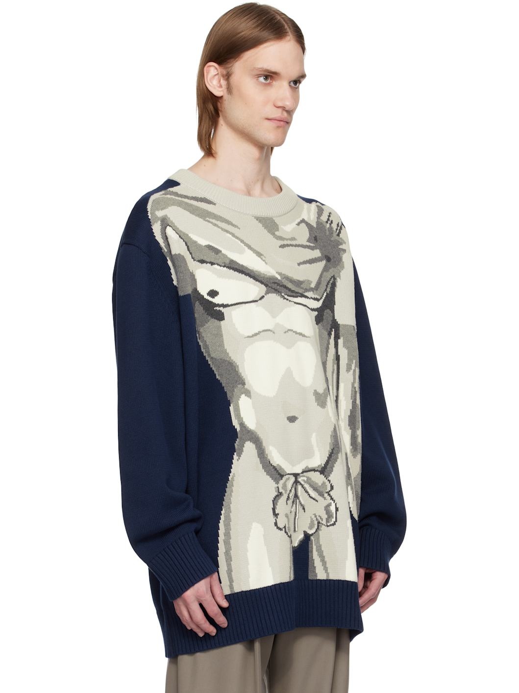 Navy & Gray Sexy Bust Sweater - 2