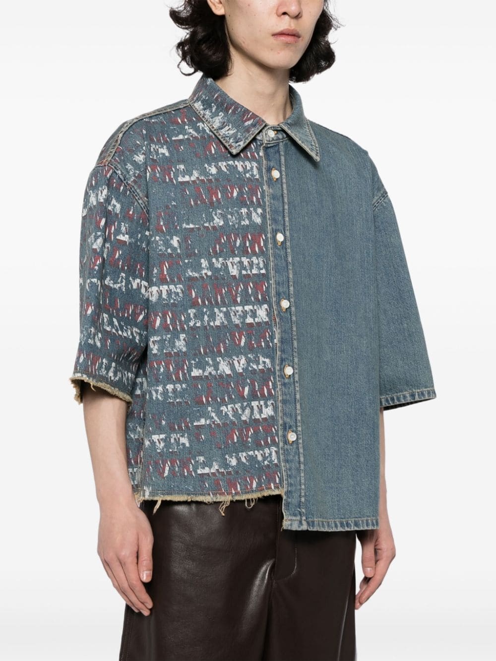 x Future asymmetric denim shirt - 4
