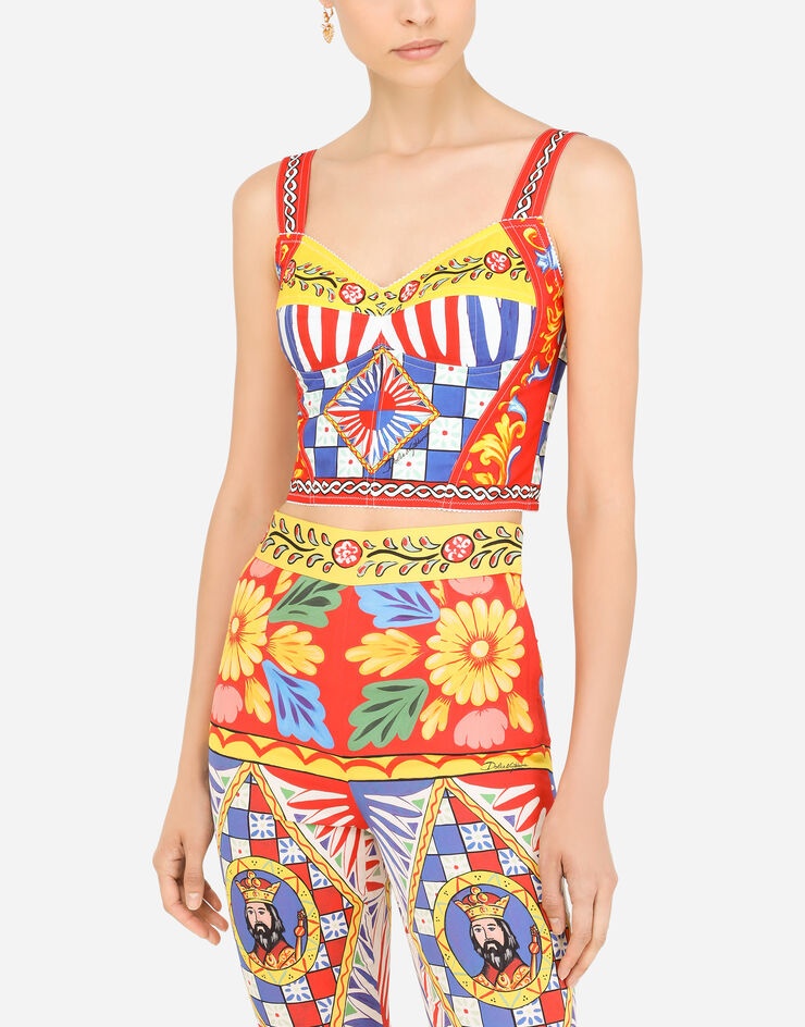 Carretto-print charmeuse bustier top - 4