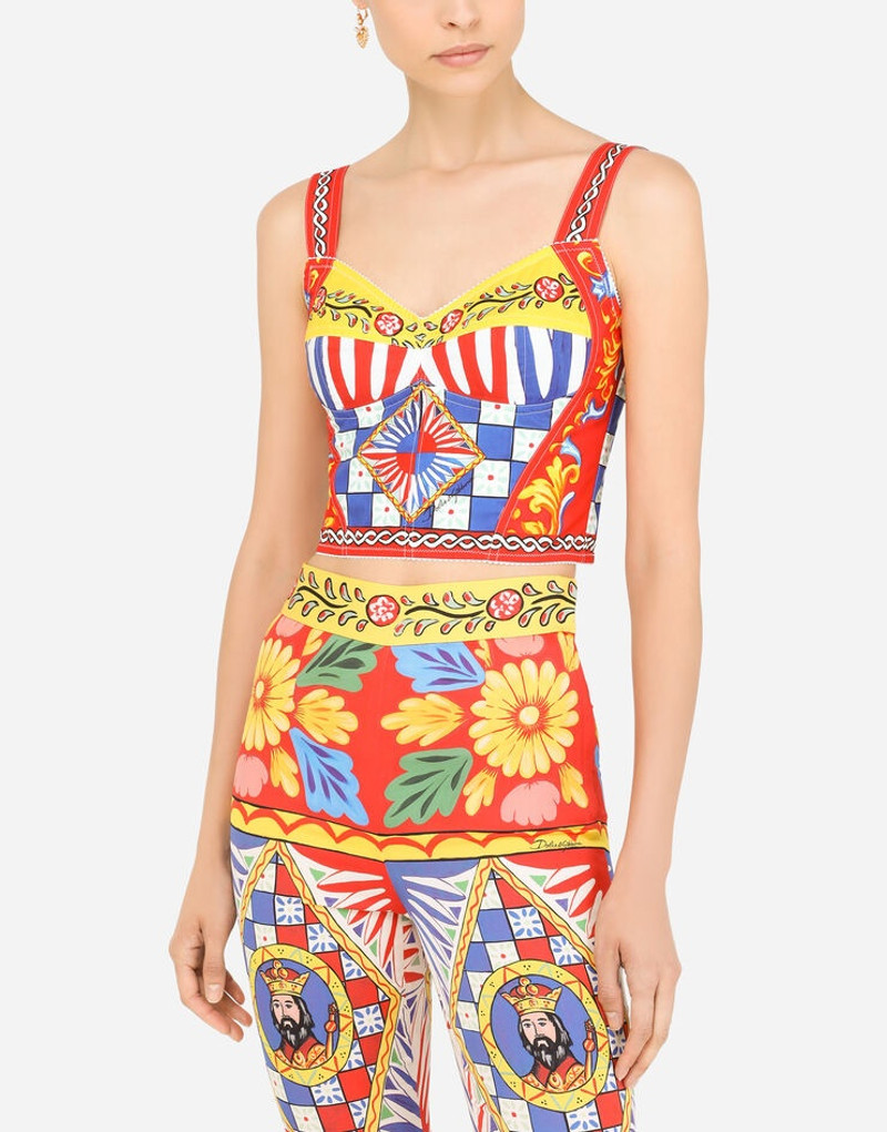 Carretto-print charmeuse bustier top 4