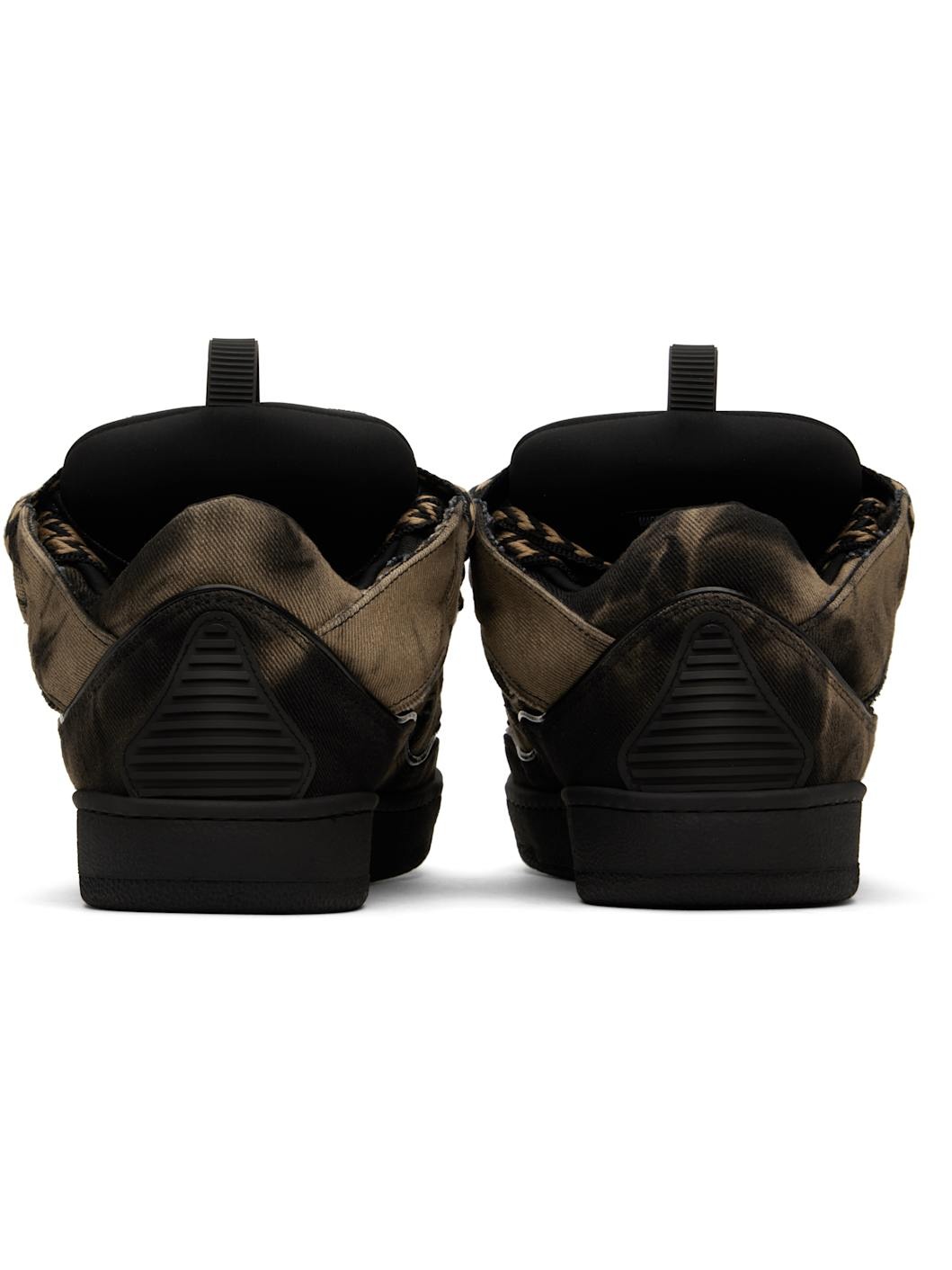 Black & Brown Curb Washed Denim Sneakers - 2