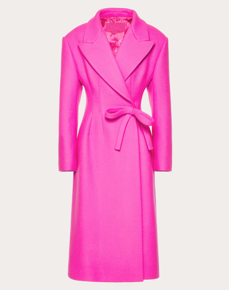 DIAGONAL DOUBLE WOOL LONG COAT WITH BOW DETAIL 1