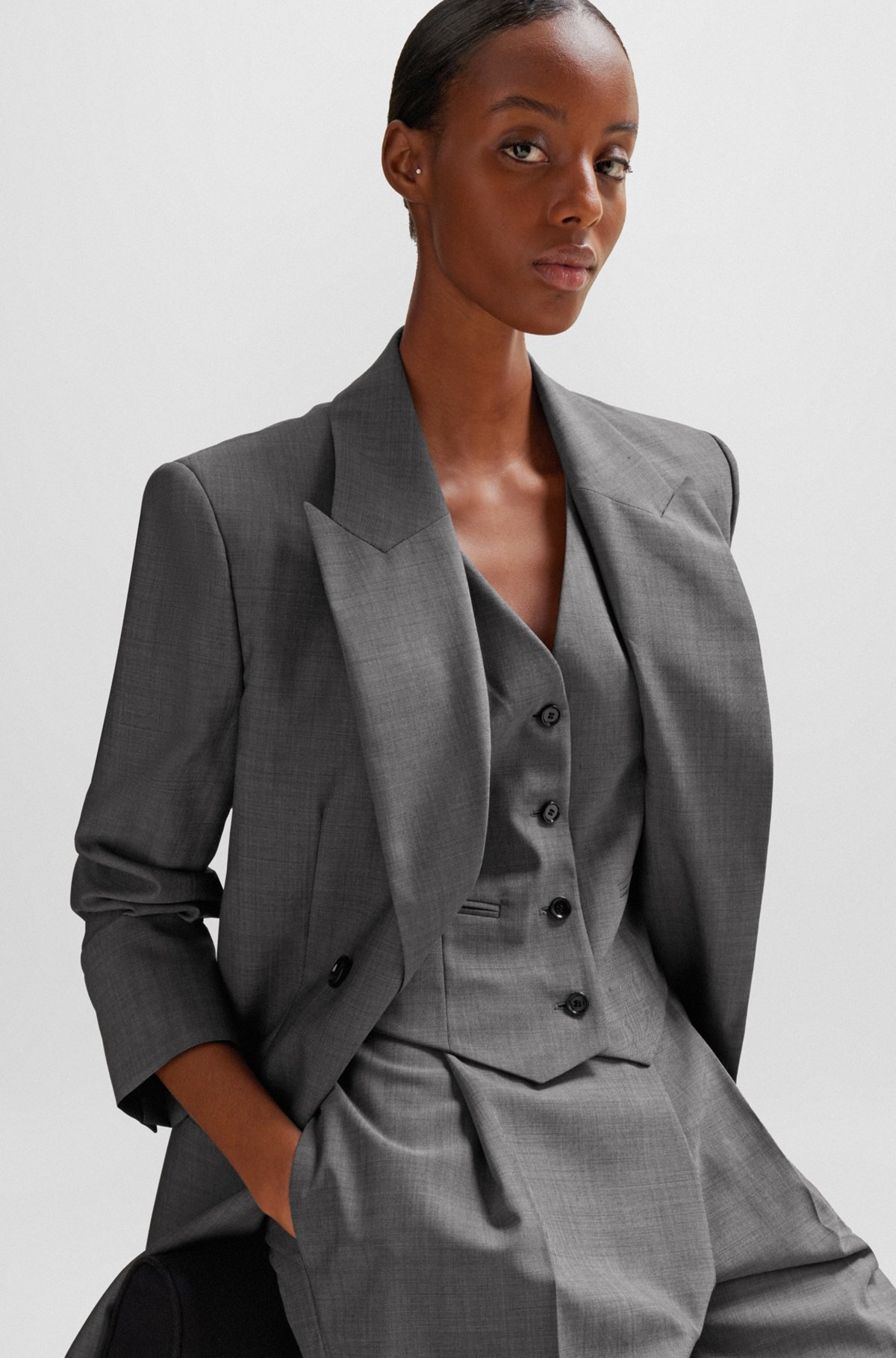 RELAXED-FIT JACKET IN HEAVYWEIGHT SHARKSKIN ITALIAN WOOL - 5