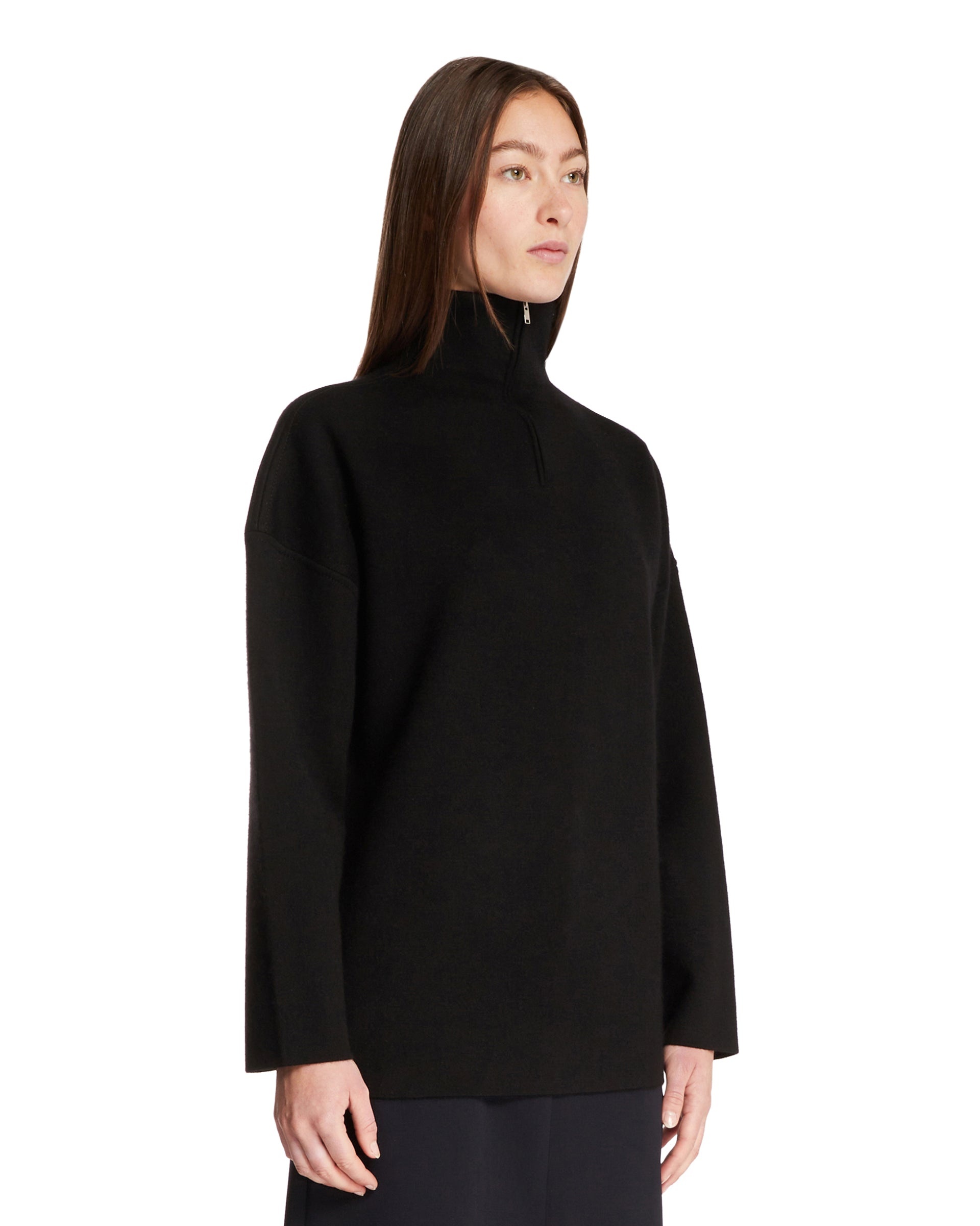 Black Cashmere Zip Sweater - 4