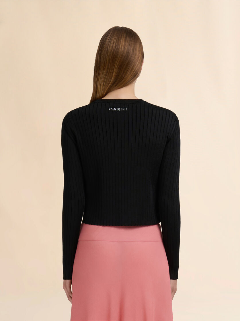 BLACK VISCOSE HALF-AND-HALF CARDIGAN - 3