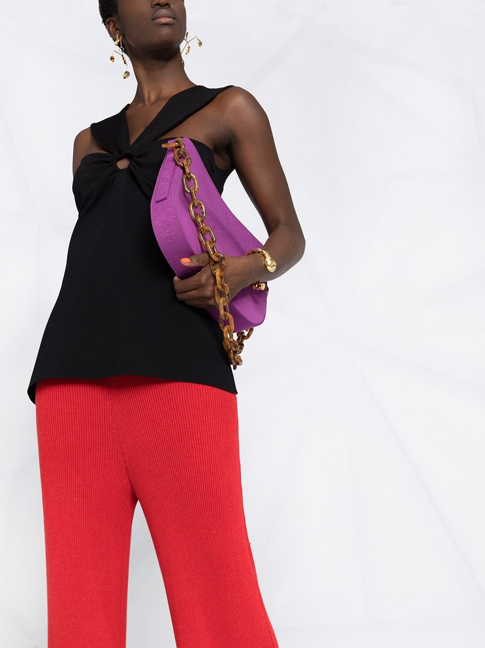 rib-knit long-length trousers - 5