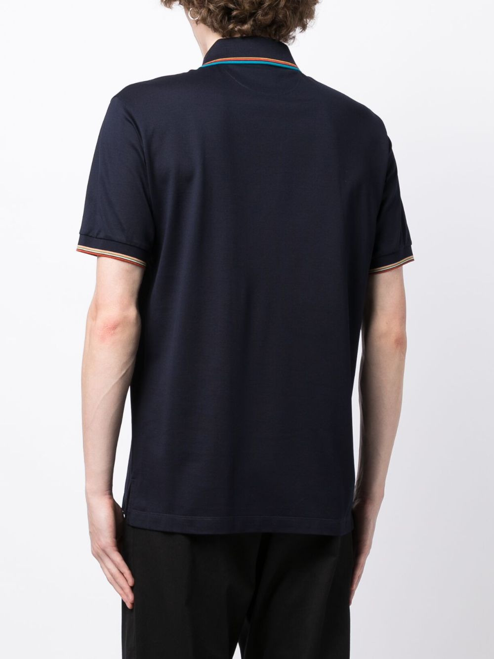 RAINBOW STRIPE-DETAIL COTTON POLO SHIRT - 5