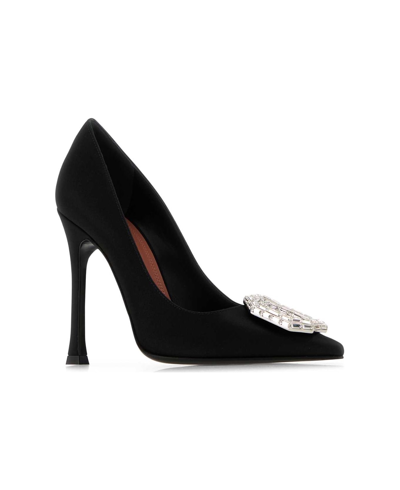 Black Satin Camelia 105 Pumps - 2