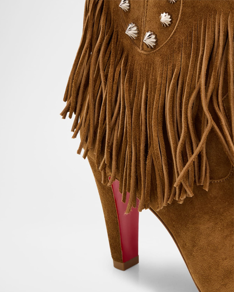 Santia Suede Fringe Red Sole Booties 3