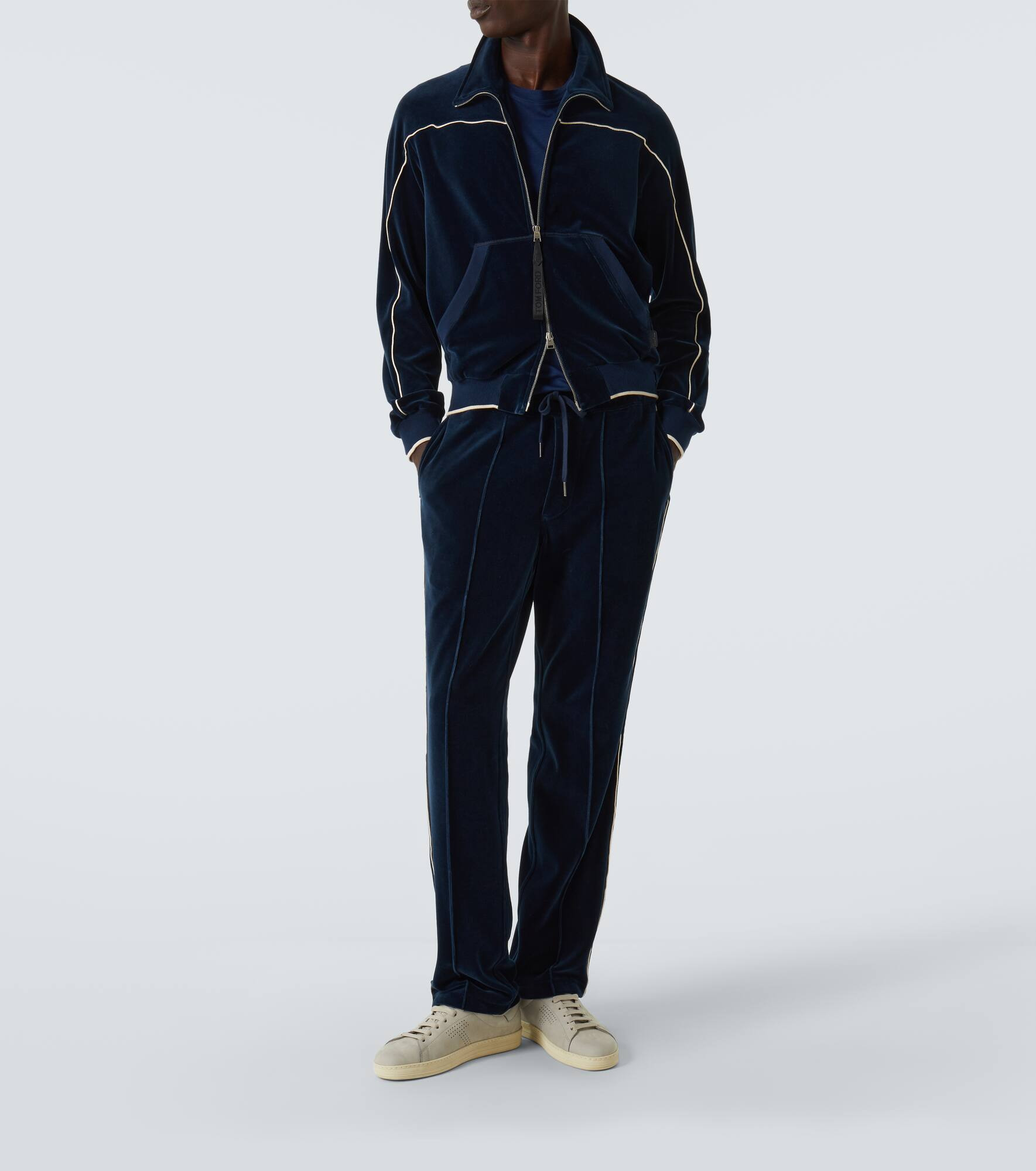 Cotton-blend velour track pants - 2