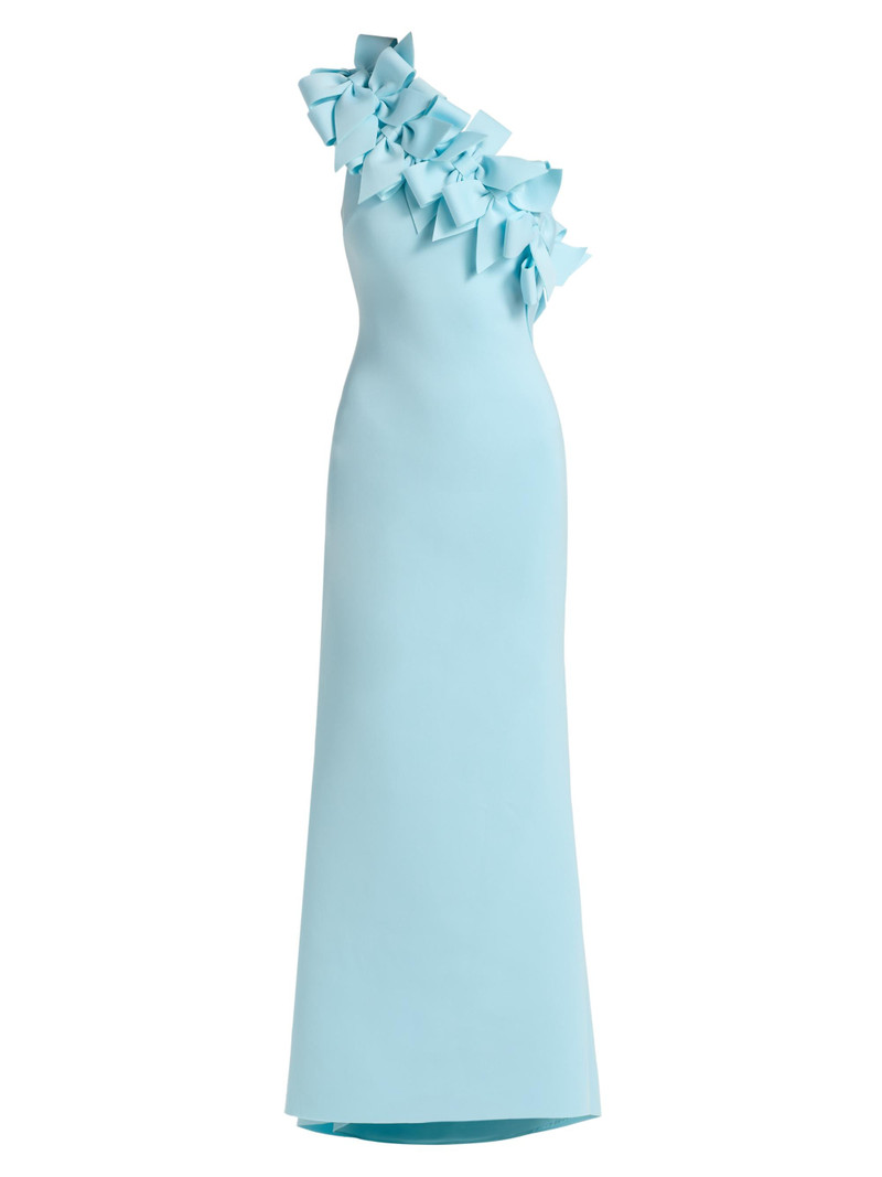 Women's Ruffled-Shoulder Gown - Hydra Blue 1