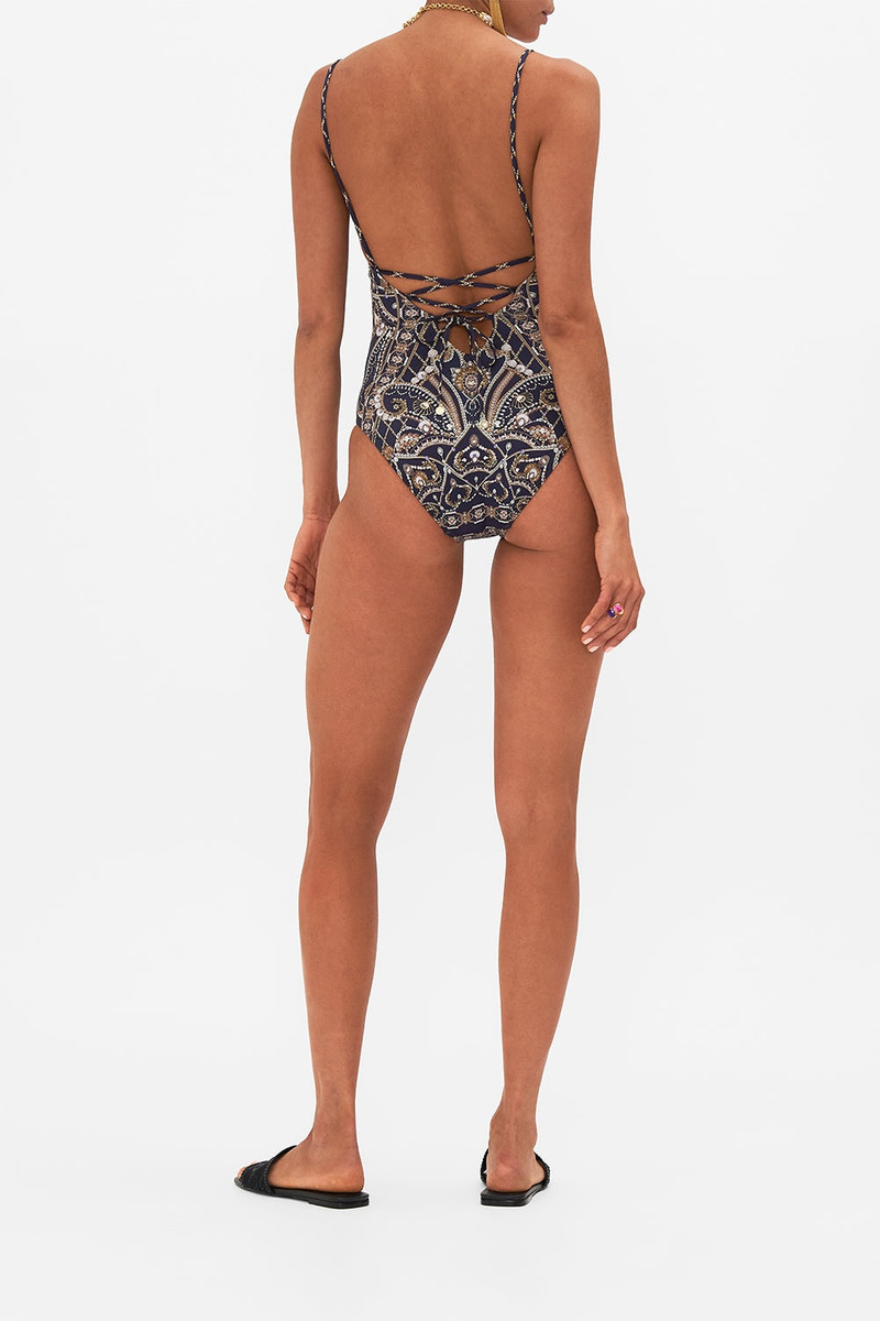 TIE BACK V-NECK ONE PIECE 3