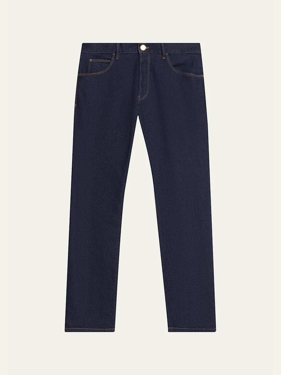 Men's Dark-Wash Denim Straight-Leg Jeans - 1