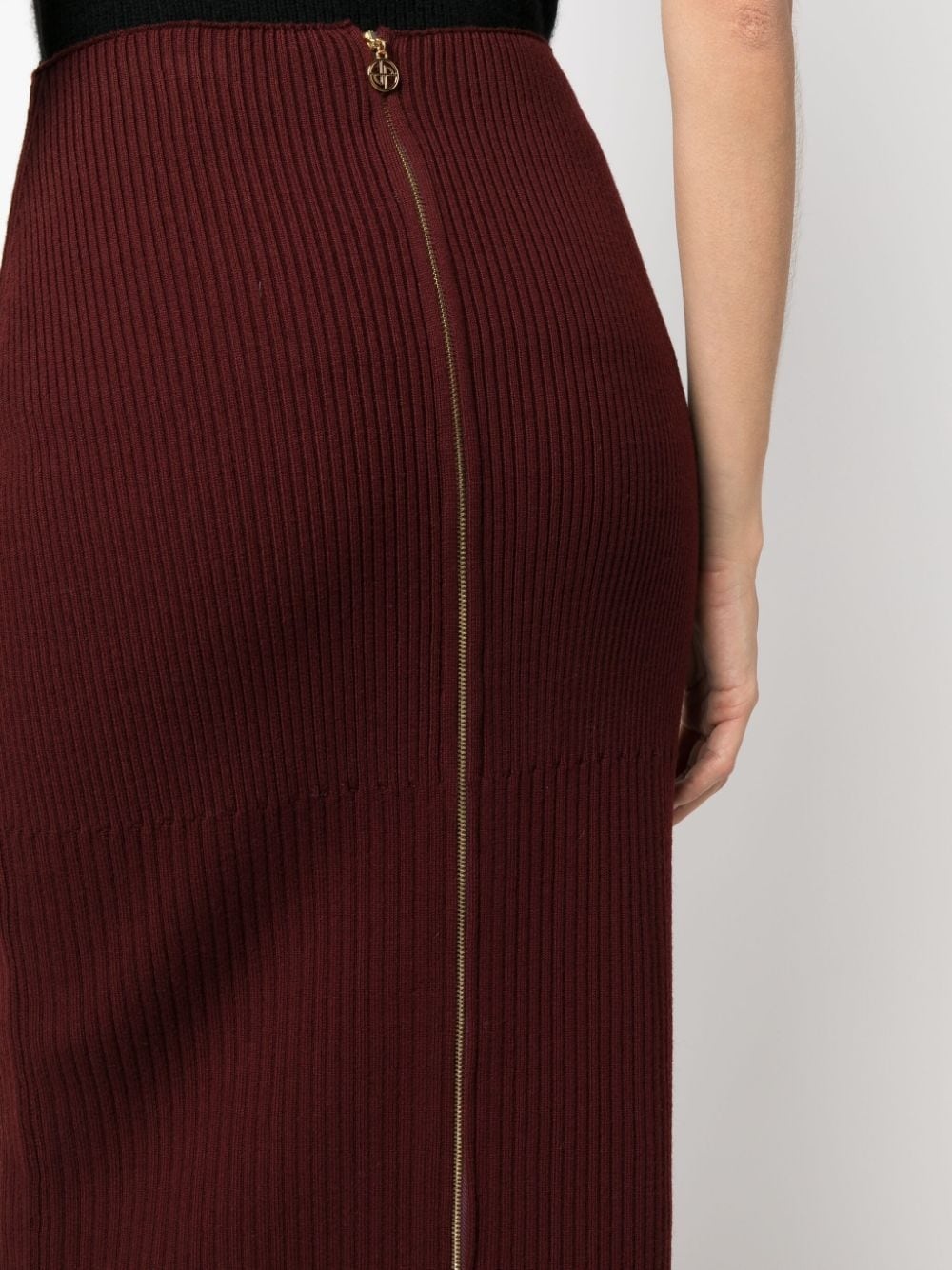 merino-blend ribbed knit midi skirt - 5