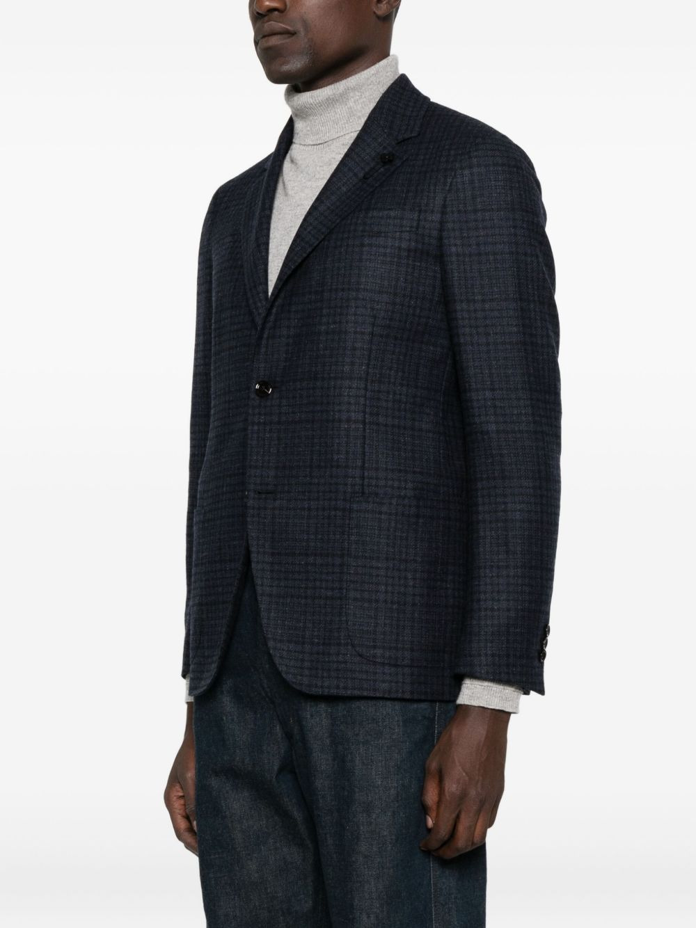 checked two-button blazer - 3