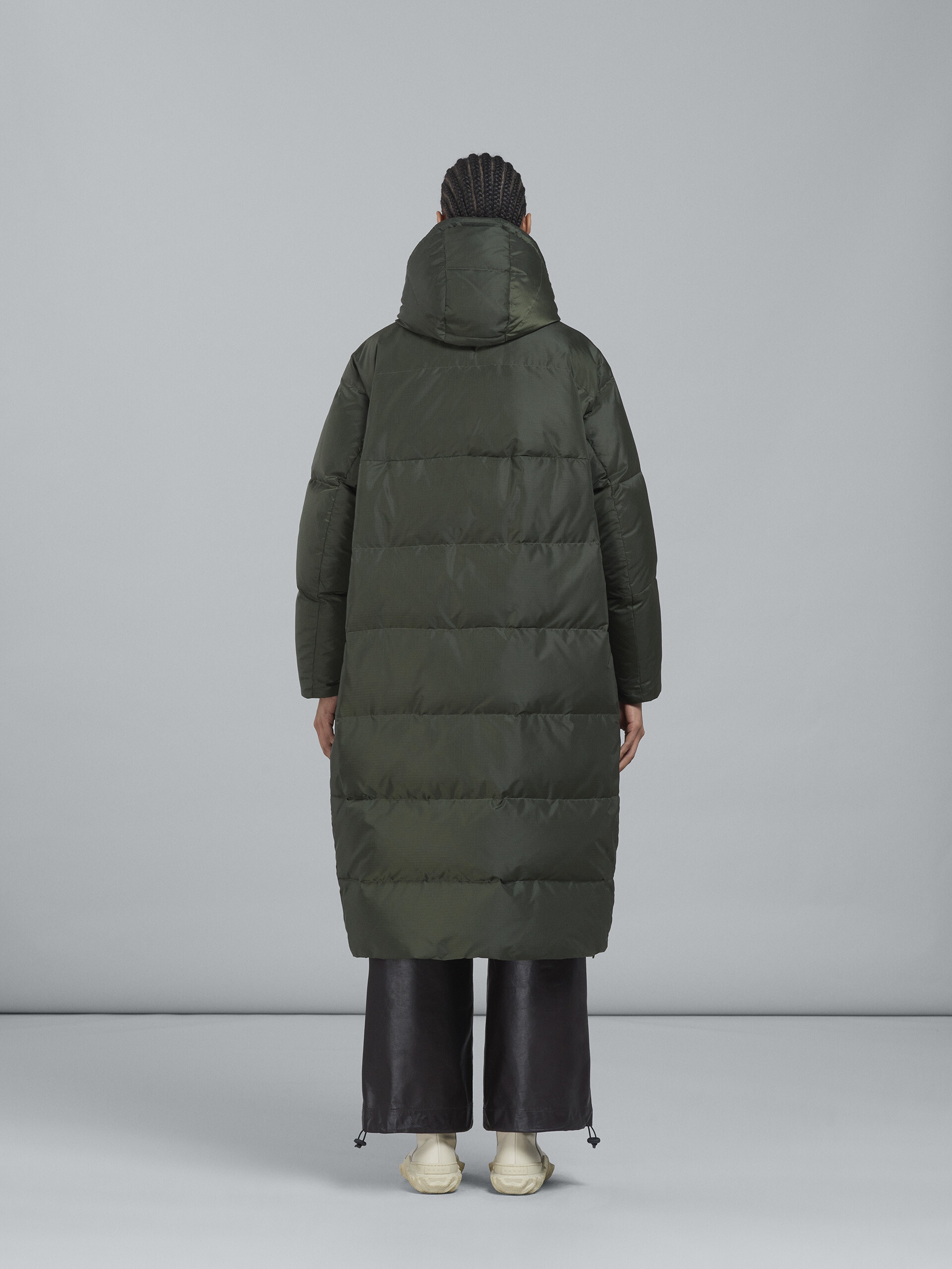 GREEN RIPSTOP NYLON LONG DOWN JACKET - 3