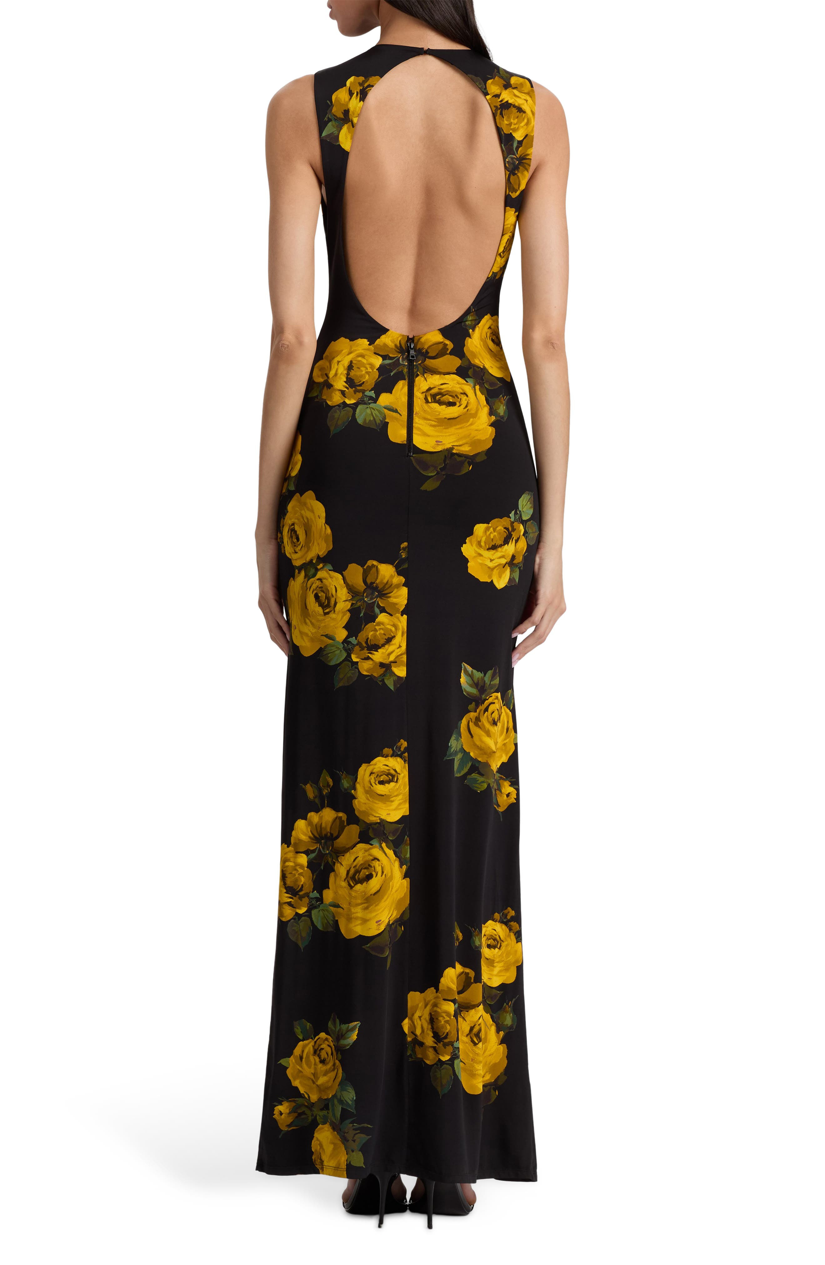 Alice + Olivia Delora Floral Open Back Body-Con Maxi Dress in Rosehips at Nordstrom - 2