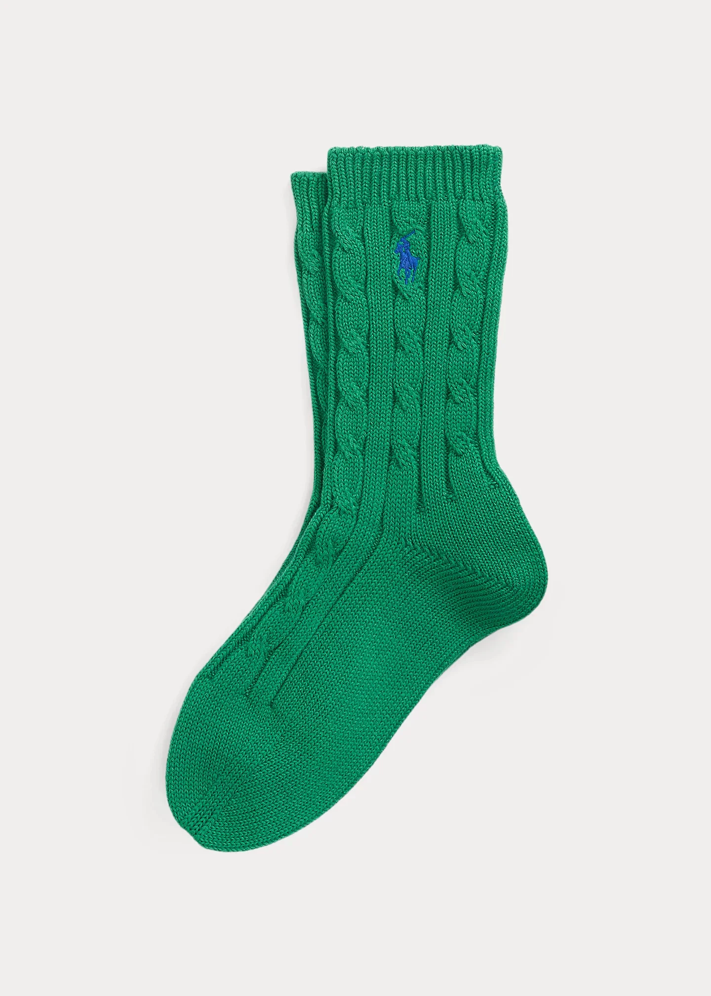 Cable-Knit Cotton Crew Socks - 1