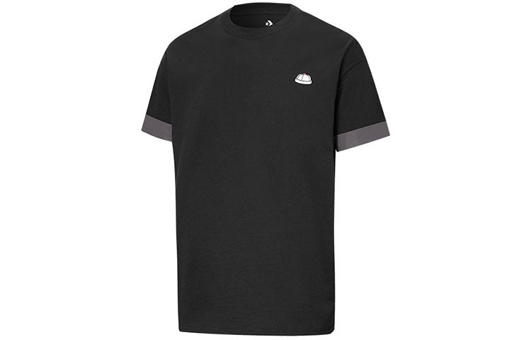 Men's Converse City Short Sleeve Tee Cuff Contrasting Colors Sports Round Neck Black 10020858-A02 - 3