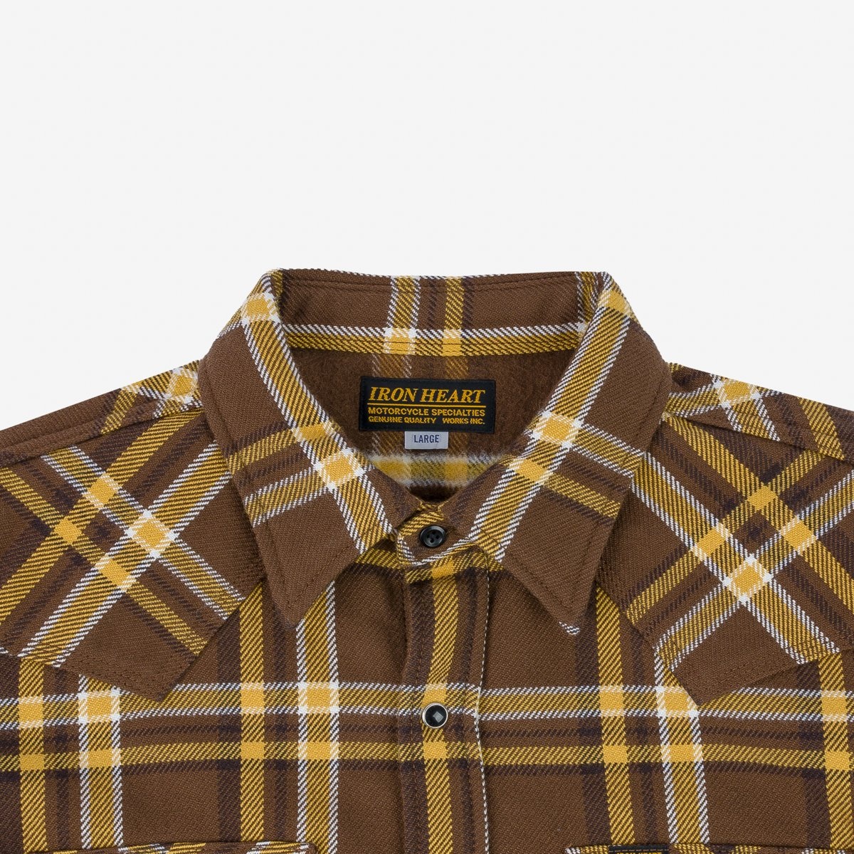 IHSH-372-BRN Ultra Heavy Flannel Crazy Check Western Shirt - Brown - 8