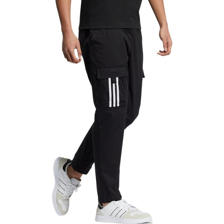 Men's adidas neo Casual Pocket Solid Color Stripe Sports Pants/Trousers/Joggers Black HC9671 - 3