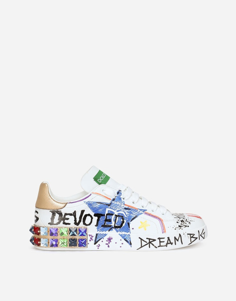 Calfskin Portofino sneakers with embroidery and lettering - 1