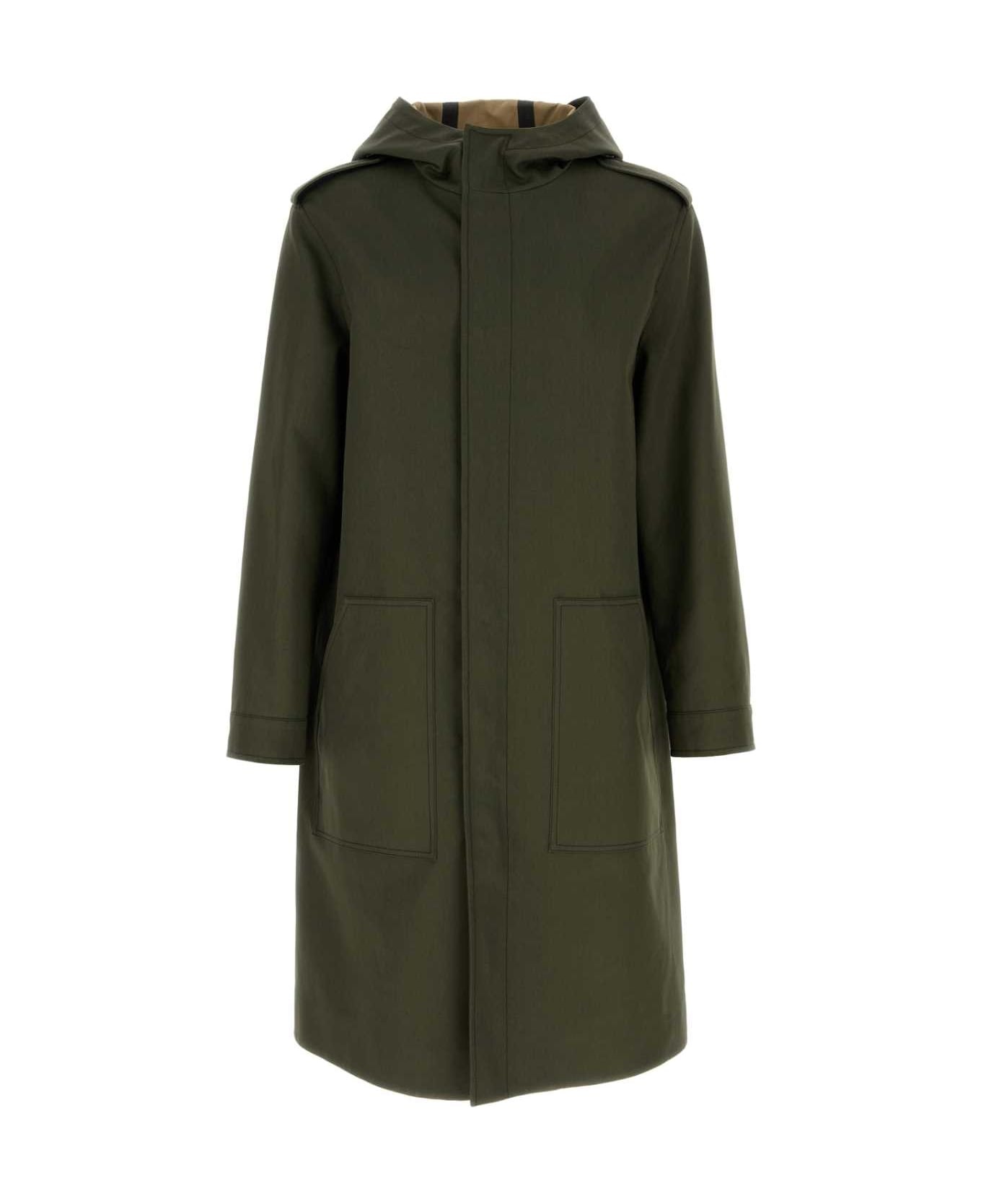 Army Green Cotton Trench Coat - 1