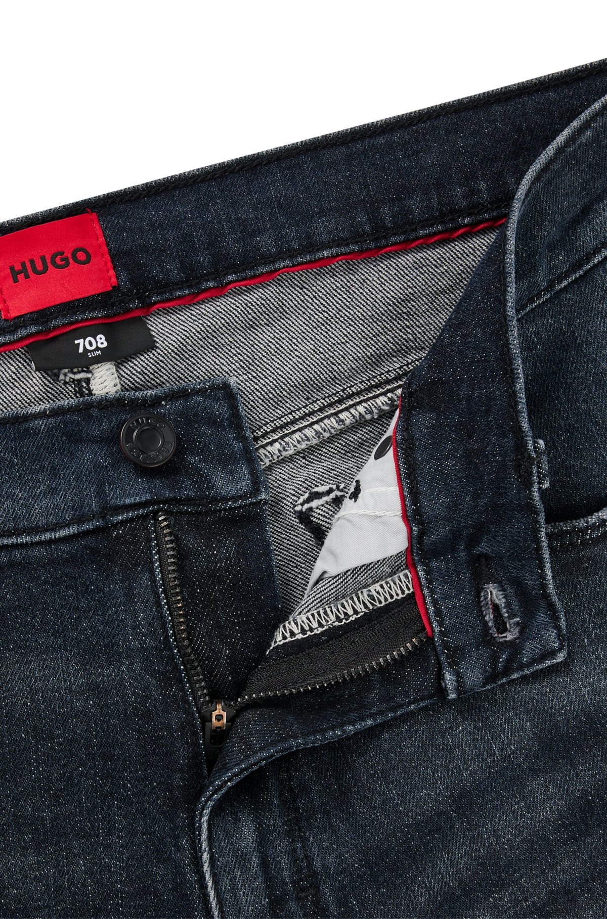 SLIM-FIT JEANS IN STRETCH DENIM WITH USED EFFECTS - 6