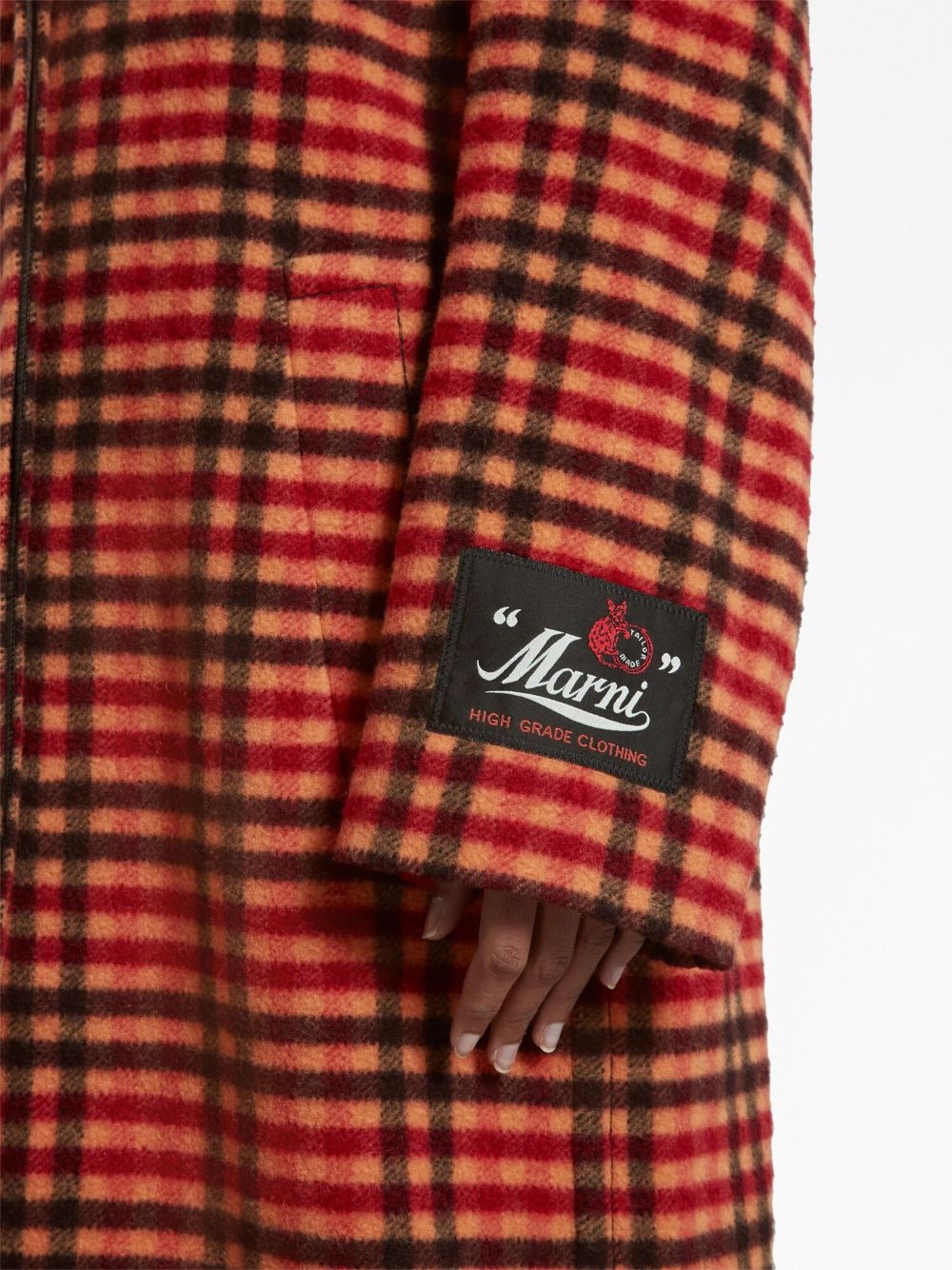 checked virgin wool coat - 6