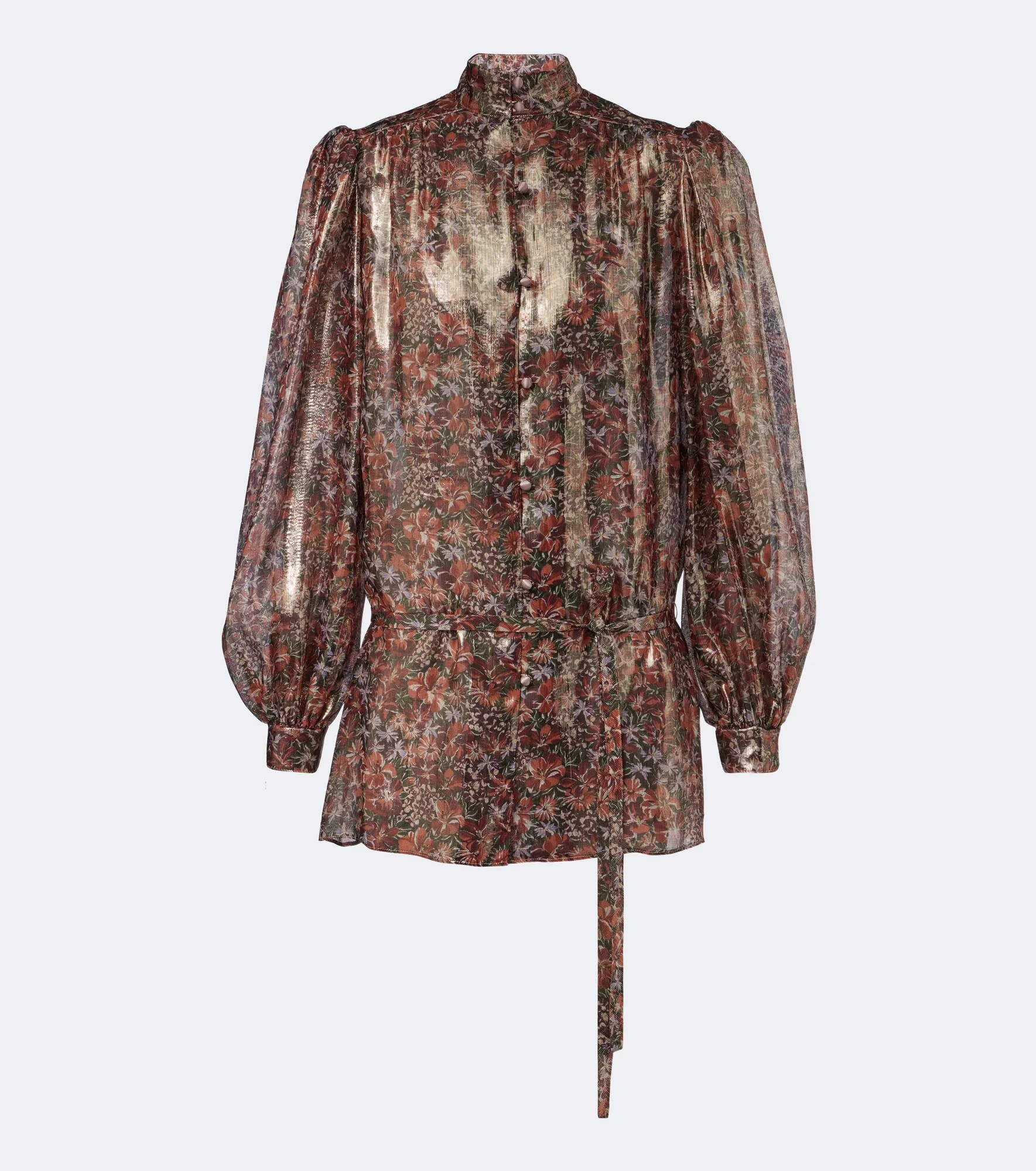Floral silk-blend lamé blouse - 1
