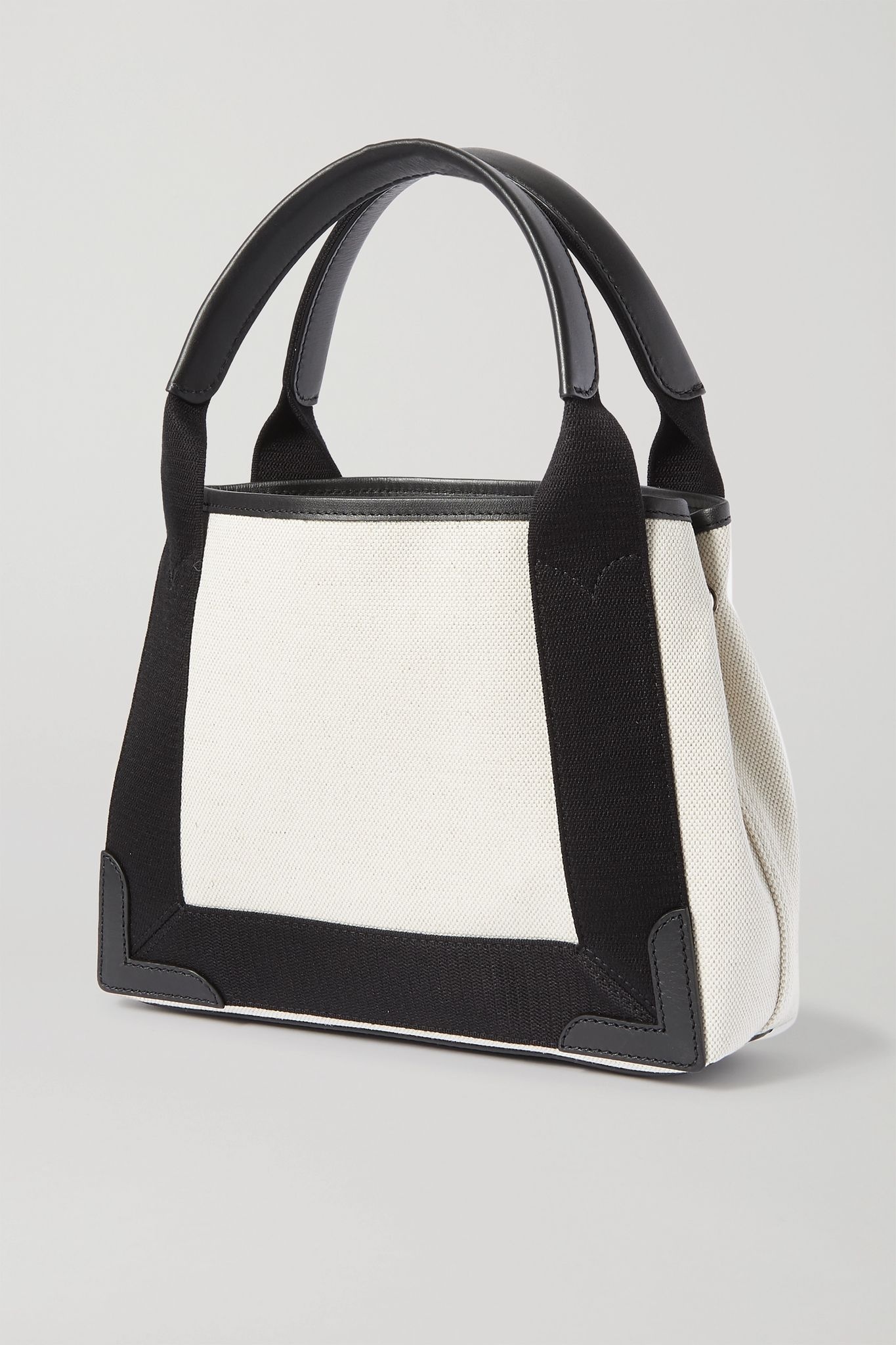 Navy XS Cabas leather-trimmed printed canvas tote - 3