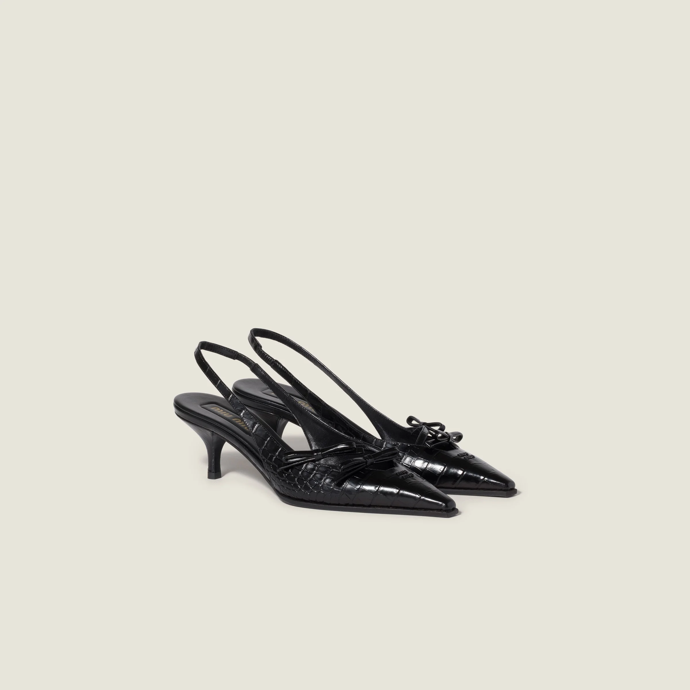Croco-print leather slingback pumps - 1