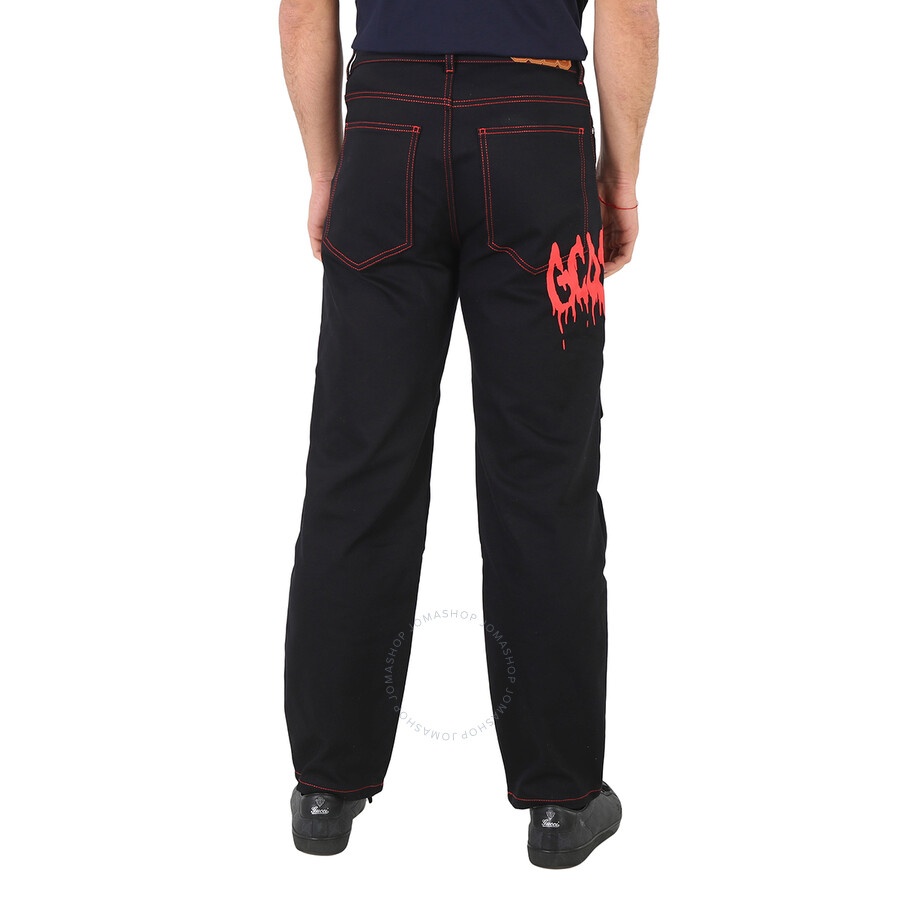 GCDS Men's Black Nightmares Ultrawide Denim Trousers - 6