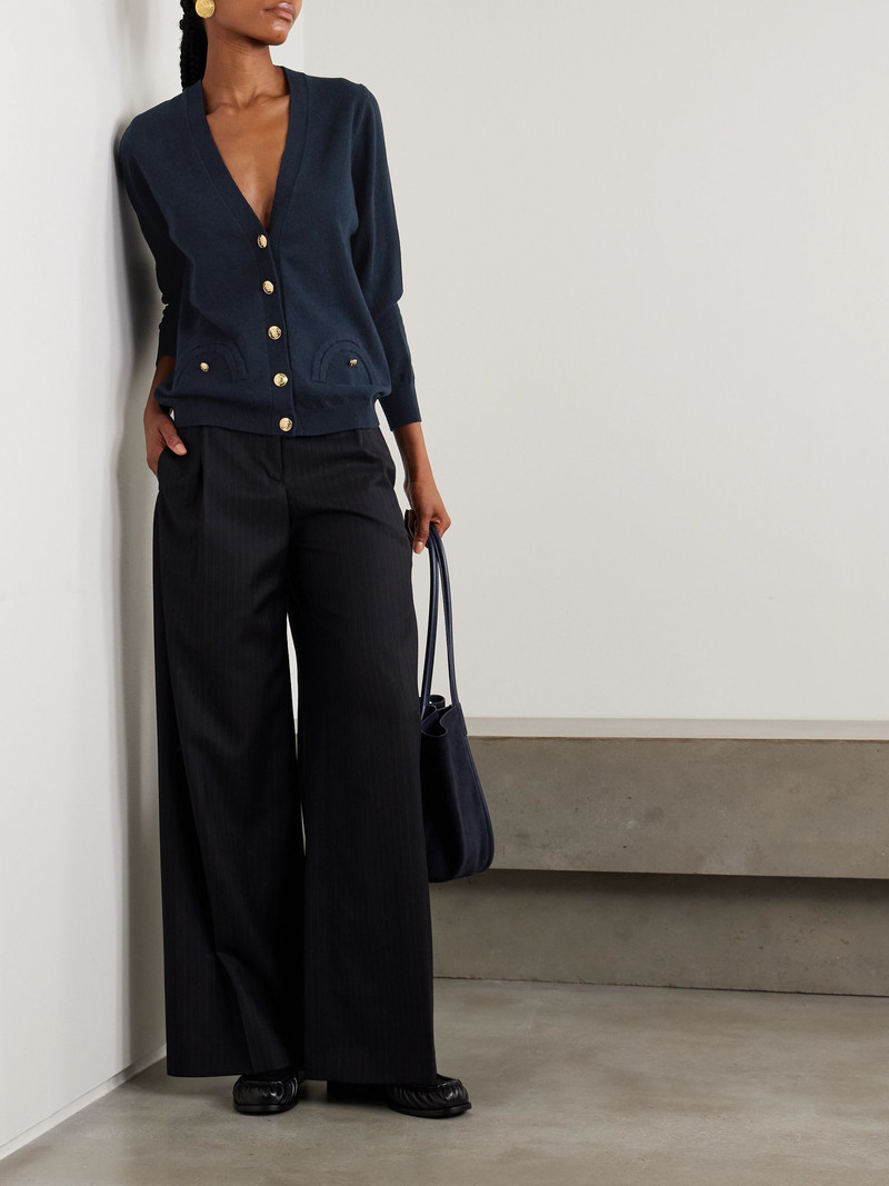 BLAZÉ MILANO Highland wool and cashmere-blend cardigan Navy outlook