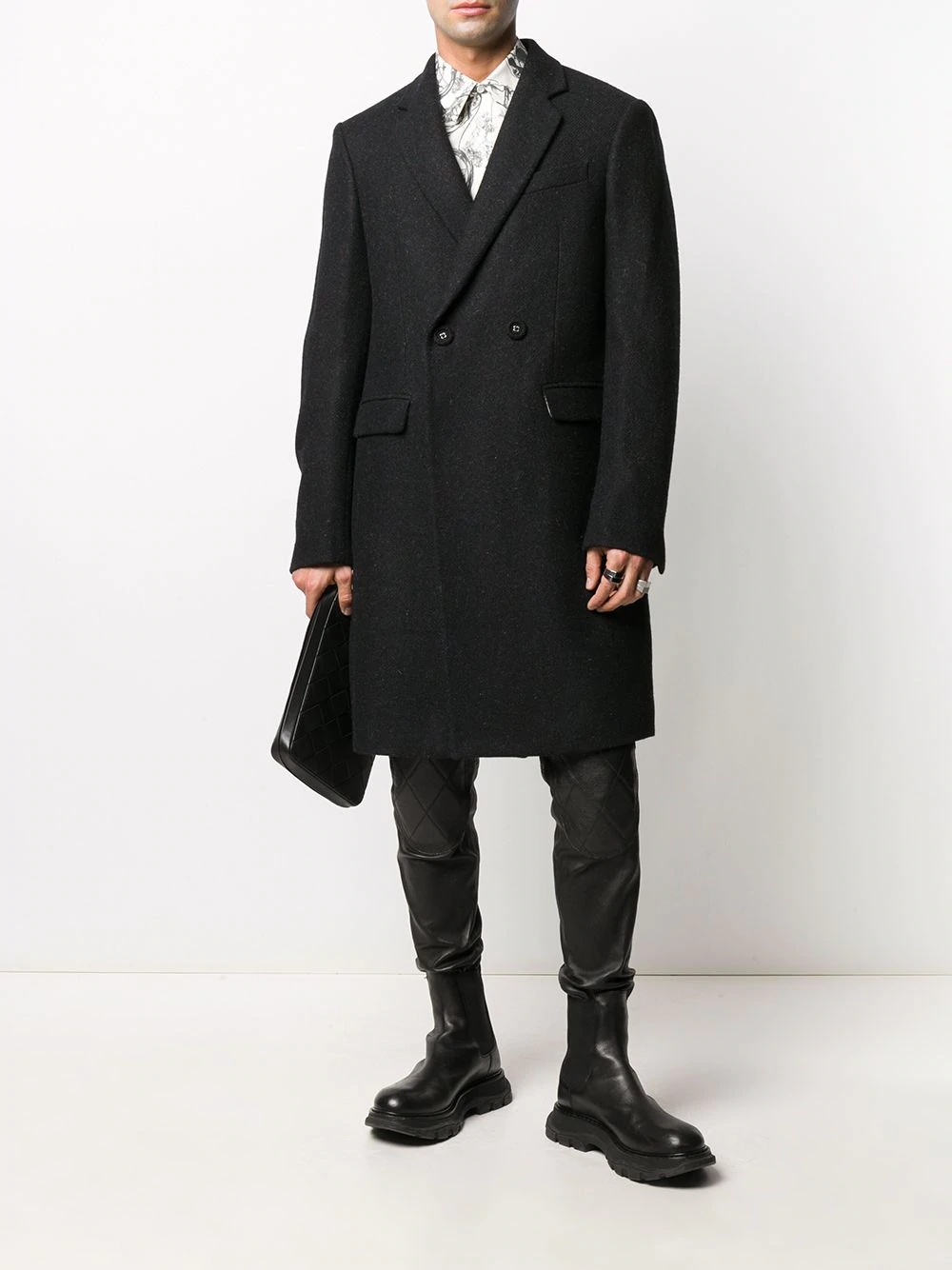 double-breasted mid-length coat - 2