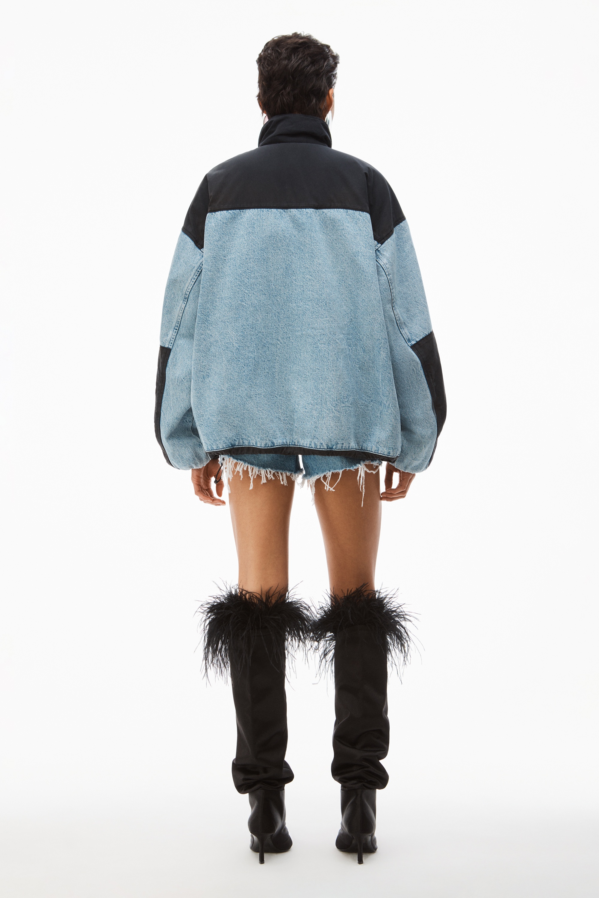 NYLON COMBO JACKET IN DENIM - 4