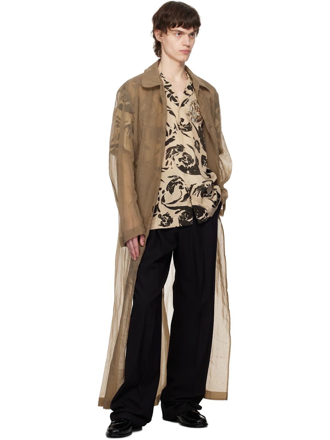 Beige & Black Appliqué Shirt - 4