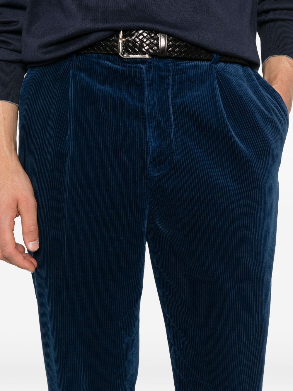 corduroy pleated-front trousers - 5