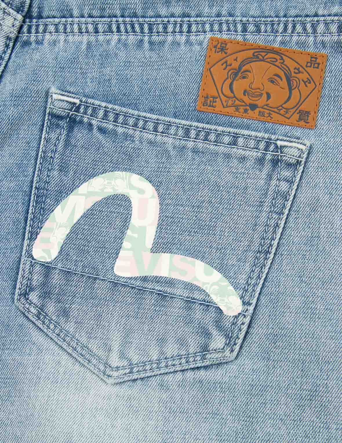SEAGULL PRINT PAPER BAG DENIM SHORTS - 14