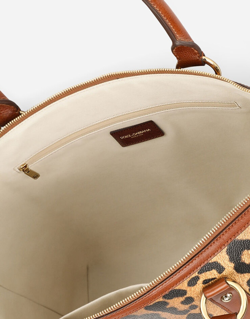 Medium leopard-print Crespo shopper with branded plate 4