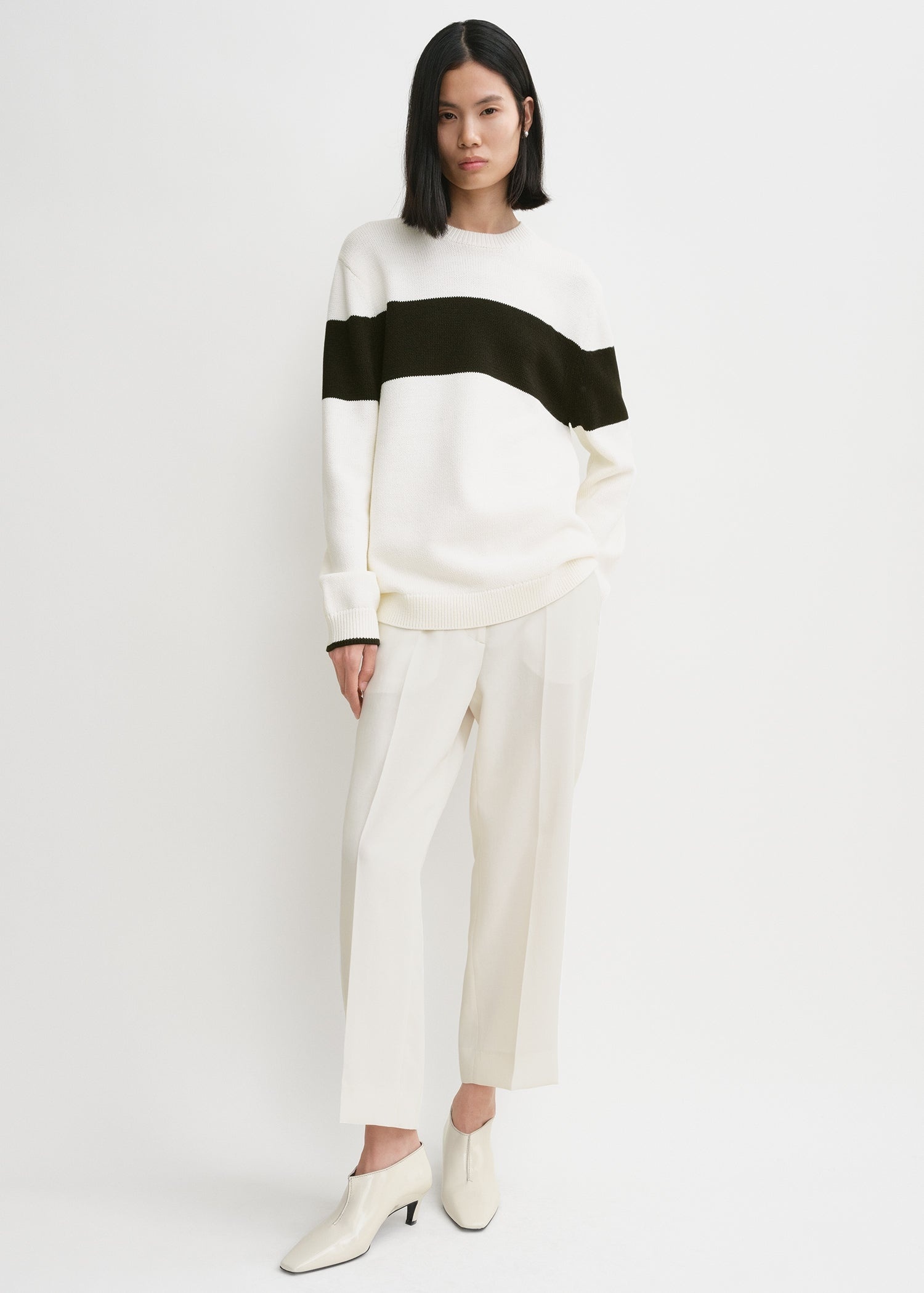 Contrast-stripe knit white/black - 3