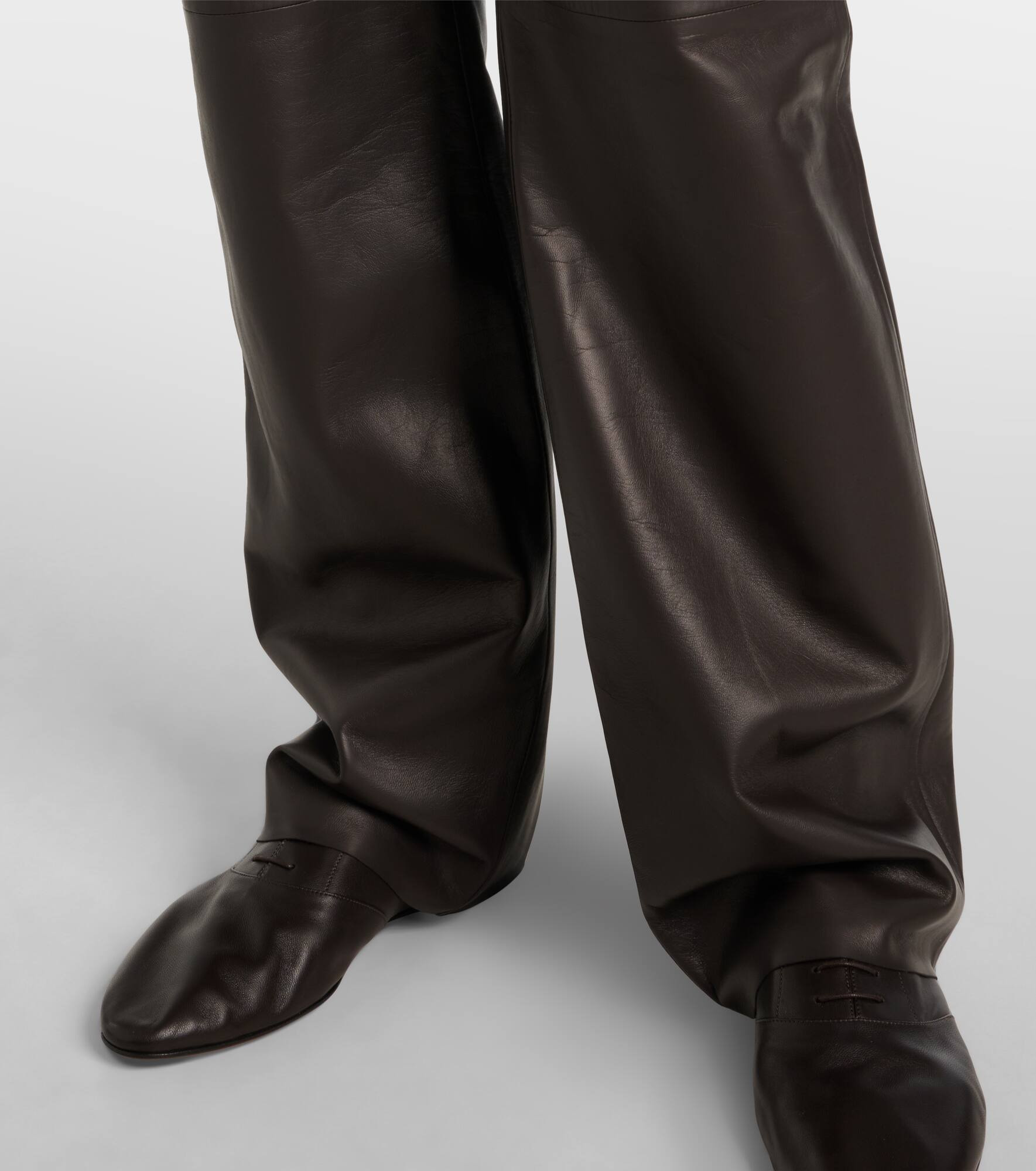 Selviese leather straight pants - 5