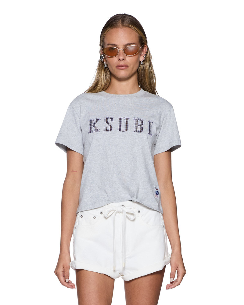 KSUBI PLAID SHRUNKEN SS TEE GREY MARLE 1
