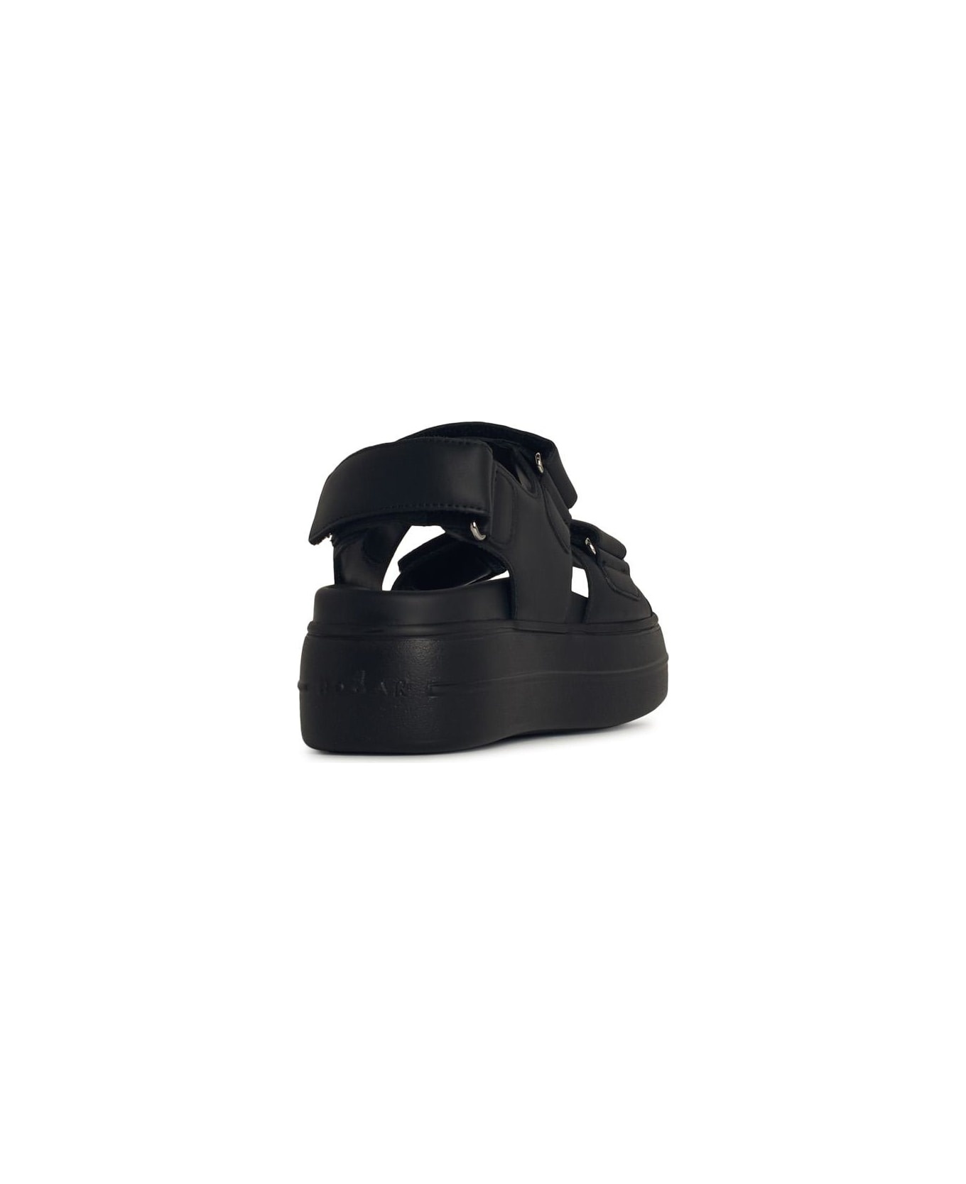'h680' Black Leather Sandals - 3