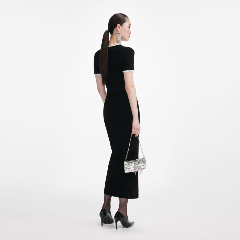 self-portrait Black Chenille Knit Midi Dress outlook