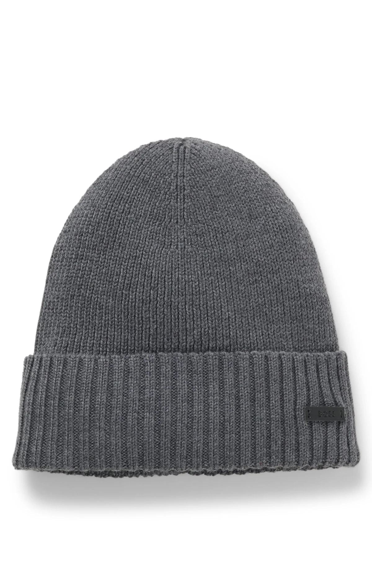LOGO-PLAQUE BEANIE HAT IN VIRGIN WOOL - 1
