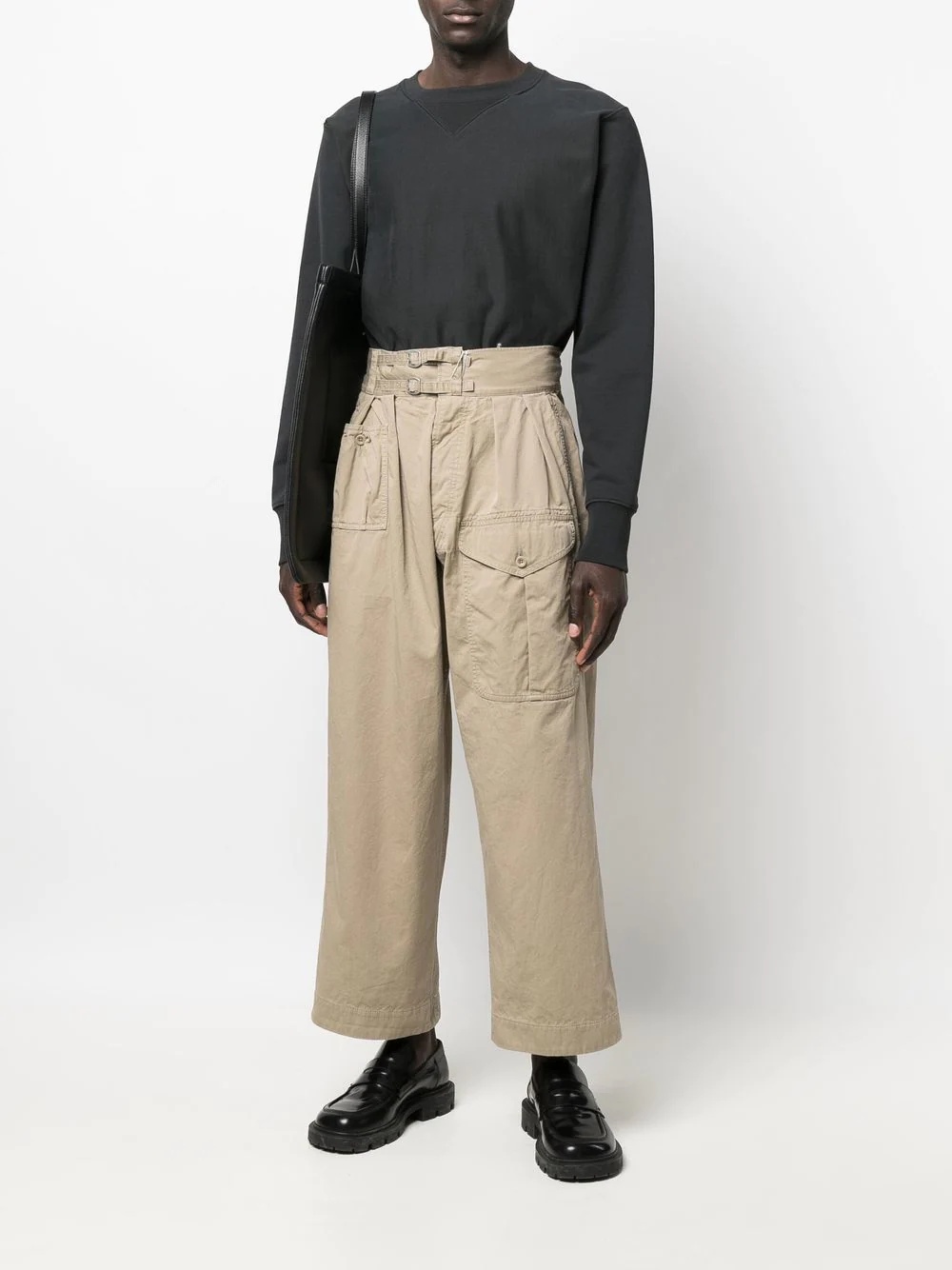 pleat-detail belted straight-leg trousers - 2