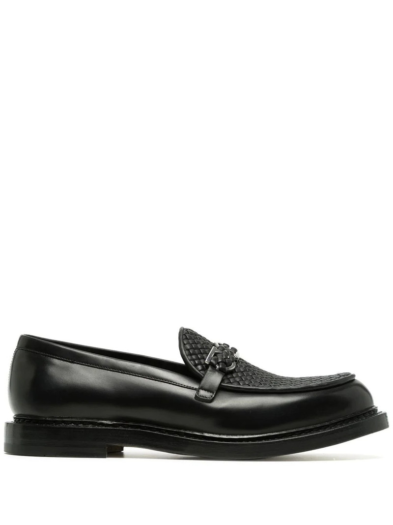 Gancini-plaque leather loafers 1