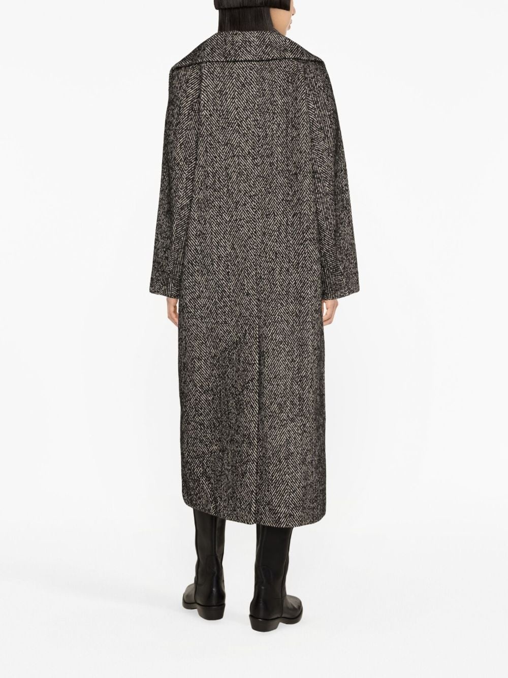 single-breasted herringbone coat - 4