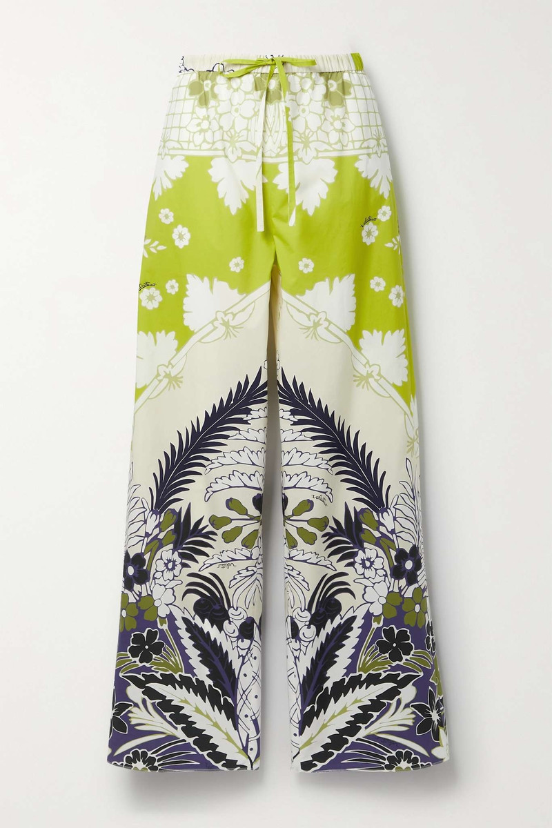 Printed cotton-poplin wide-leg pants - 1